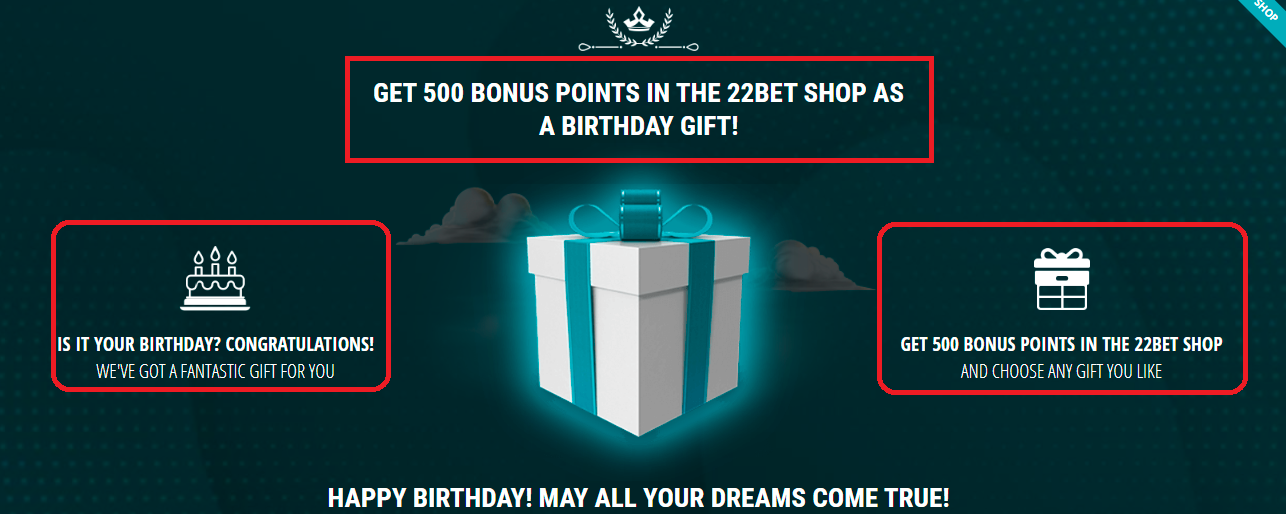 22BET - Bonusi i ditëlindjes
