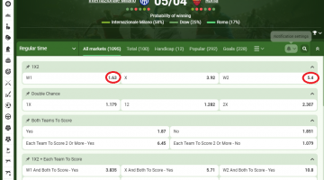 Inter VS AS Roma koeficientët në Linebet 05.04.2026