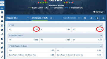 Bayern Munich VS Heidenheim koeficientët në 1xbet 02.05.2026