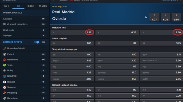 Real Madrid VS Oviedo koeficientët në Mozzartbet 14.05.2026